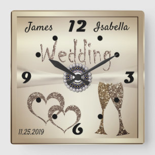 Wedding Anniversary Gifts for Couples Congratulati Square Wall Clock