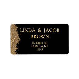Wedding Anniversary Gold Faux Glitter Address  Label