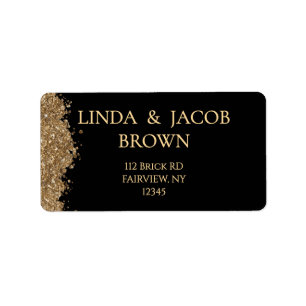 Wedding Anniversary Gold Faux Glitter Address  Label