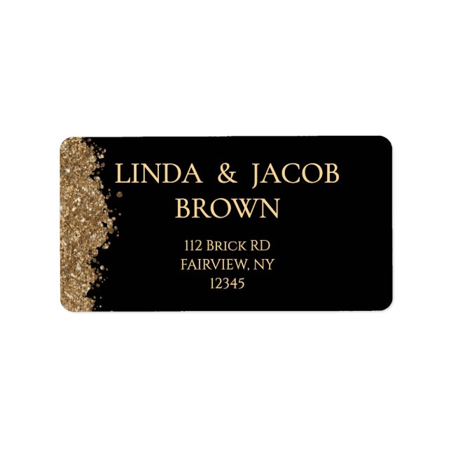 Wedding Anniversary Gold Faux Glitter Address  Label (Front)