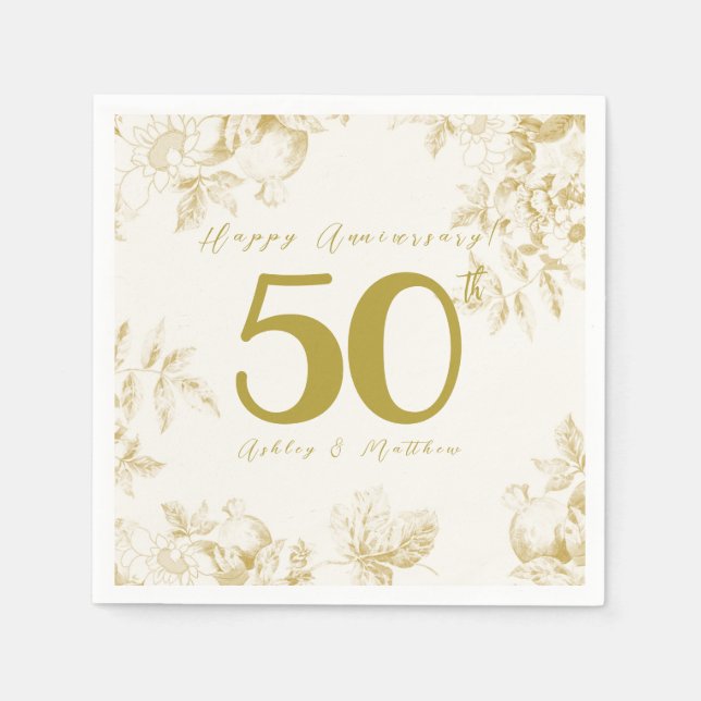 Wedding Anniversary golden vintage custom script Napkin (Front)