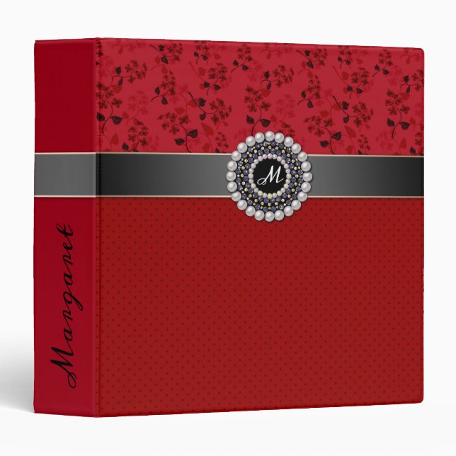 Wedding Anniversary grey satin ribbon pearls flora Binder (Front/Spine)