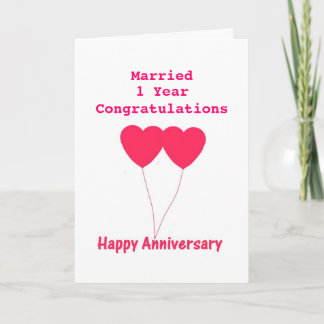 Wedding Anniversary I year, Card. Personalize it. Card