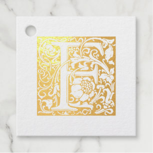 Wedding Anniversary Illuminated Letter E Monogram Favour Tags