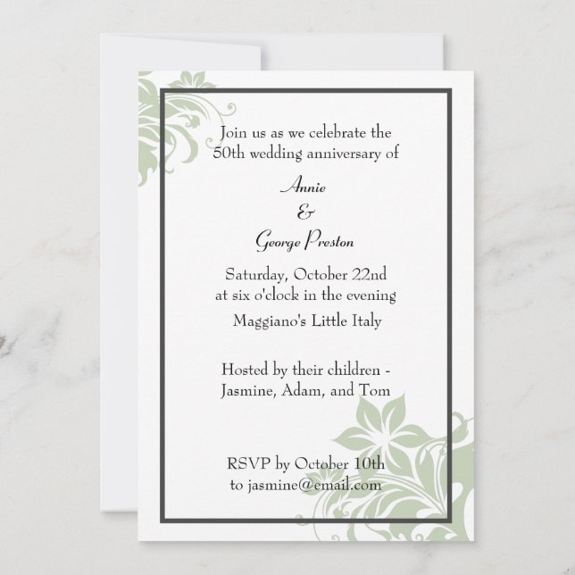 Wedding Anniversary Invitation (Back)