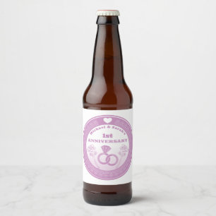 Wedding anniversary Lace look change the year Beer Bottle Label
