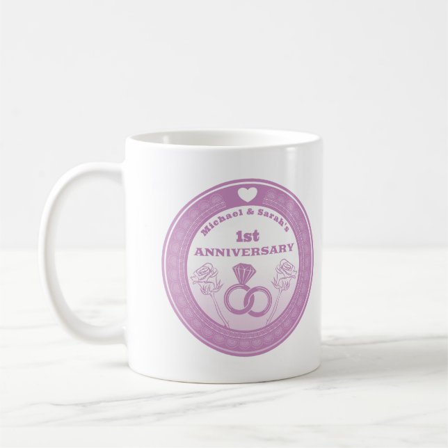 Wedding anniversary Lace look change the year Coffee Mug (Left)
