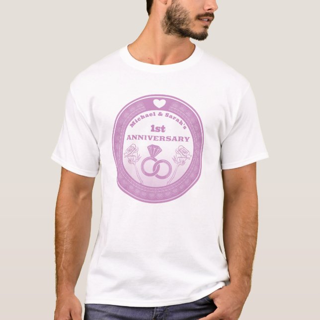 Wedding anniversary Lace look change the year T-Shirt (Front)