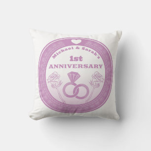 Wedding anniversary Lace look change the year Throw Pillow