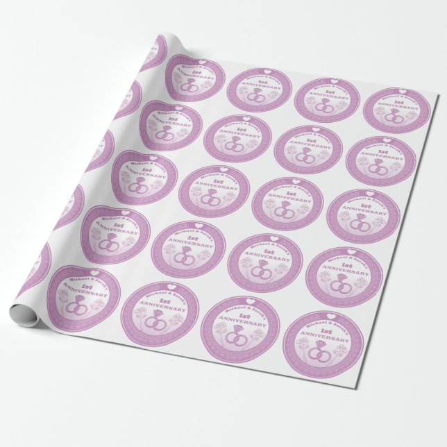 Wedding anniversary Lace look change the year Wrapping Paper (Unrolled)