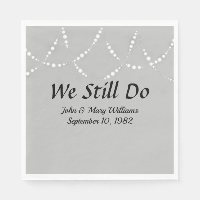 Wedding Anniversary Lights On Silver Napkin (Front)