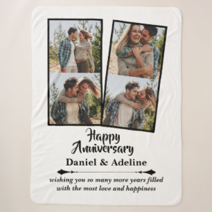 Wedding Anniversary Love 4 Photo Collage Couple Sherpa Blanket