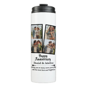 Wedding Anniversary Love 4 Photo Collage Couple Thermal Tumbler