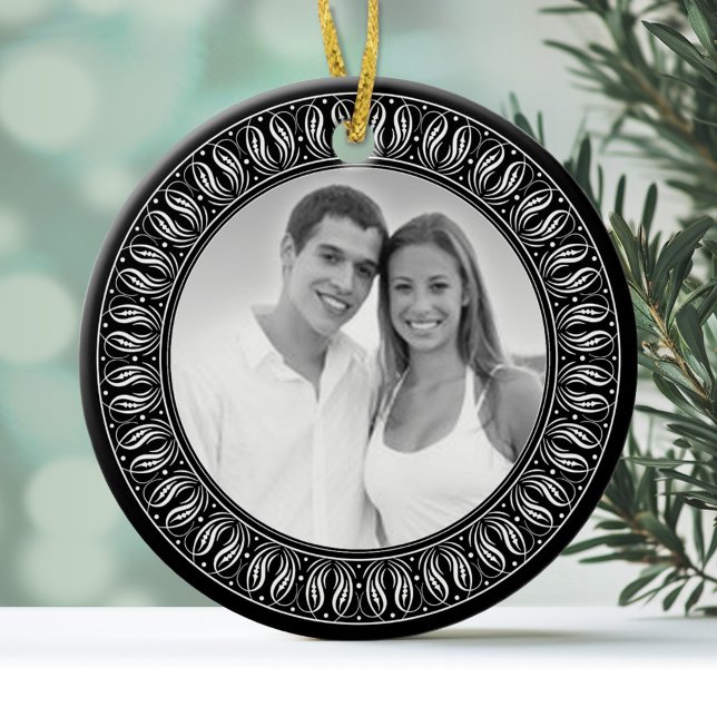 Wedding Anniversary Memento Photo Ceramic Ornament (Personalized Photo Ornament)