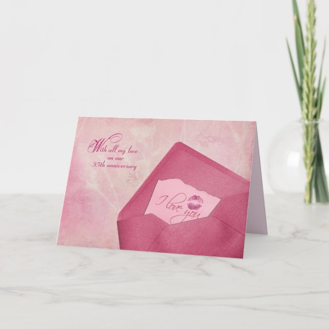 wedding anniversary note in envelope holiday card (Front)