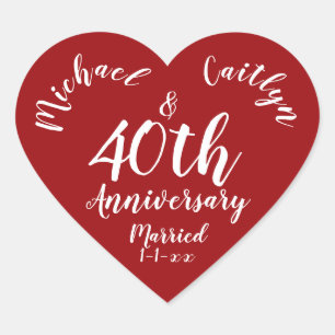 Wedding Anniversary Party Personalized Date Heart Heart Sticker