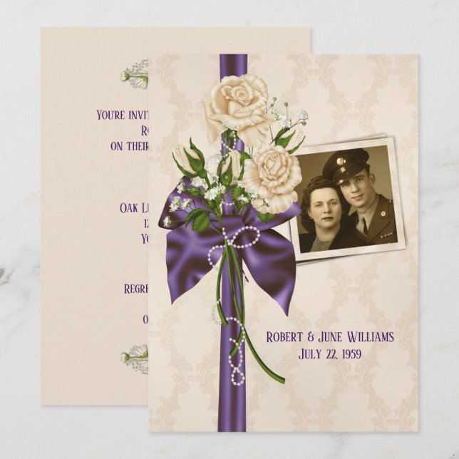 Wedding Anniversary party photo frame Invitation (Front/Back)