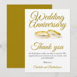 Wedding Anniversary Party Thank You Card