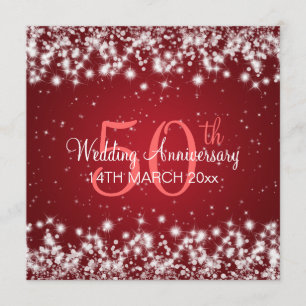 Wedding Anniversary Party Winter Sparkle Red Invitation