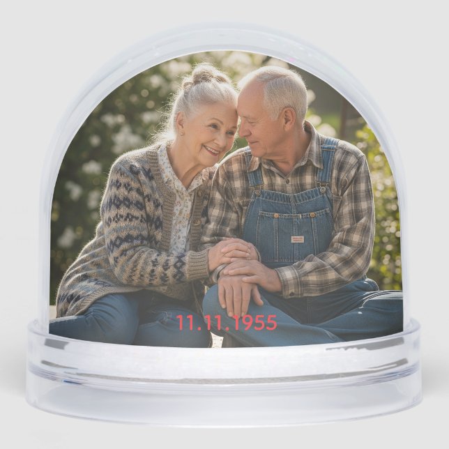 Wedding Anniversary & Personalized Double Photo Snowglobe (Front)