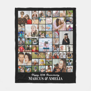 Wedding Anniversary Photo Collage 50 Pictures Fleece Blanket