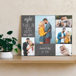 Wedding Anniversary Photo Collage Chalkboard Canvas Print<br><div class="desc">Wedding Anniversary stretched canvas which you can personalize for any years and 5 of your favourite pictures. The wording reads "# years in to our happy ever after" and the template is set up ready for you to add the anniversary year, your name and date established. The design has a...</div>