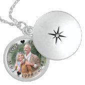 Wedding Anniversary Photo Initials and Year Locket Necklace (Front)