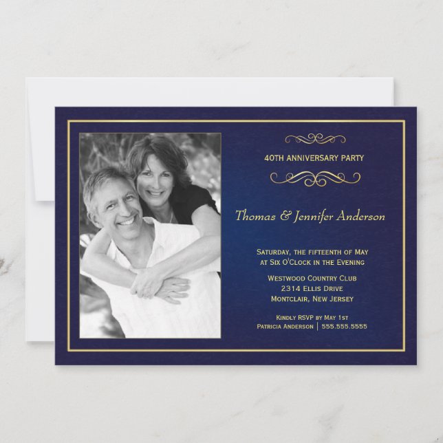 Wedding Anniversary Photo Invitations - 40th (Front)