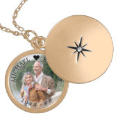 Wedding Anniversary Photo Names and Year Gold Plated Necklace (Front)