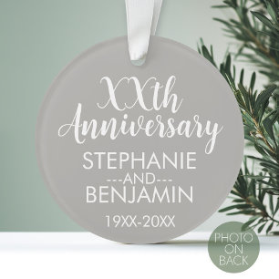 Wedding Anniversary - Photo on Back - Silver Ornament