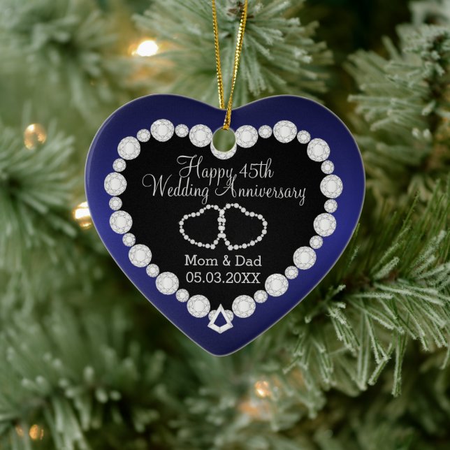 Wedding Anniversary |  Saphirre Blue | DIY Text  Ceramic Ornament (Tree)