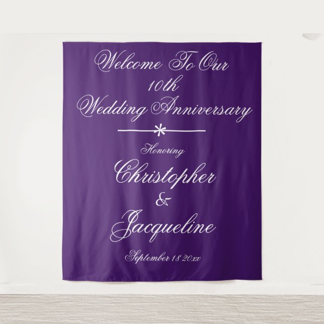 Wedding Anniversary Script Photo Booth Backdrop Tapestry (Front)