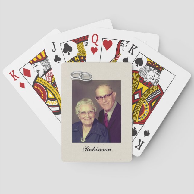 Wedding Anniversary - Silver personalized Playing Cards (Back)