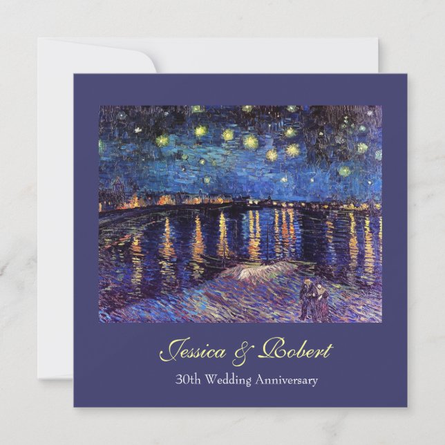 Wedding anniversary, Starry Night over the Rhone Invitation (Front)