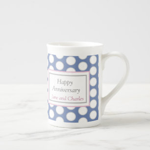 Wedding Anniversary string of pearls mug in navy