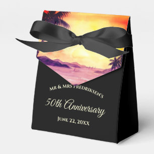 Wedding Anniversary Sunset in Tropics Watercolor Favor Box