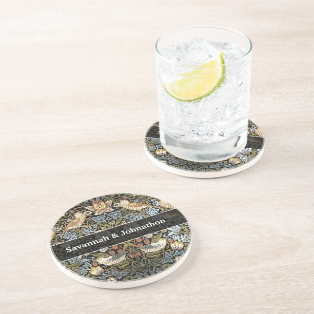 Wedding Anniversary Vintage Bird Coasters (Side)