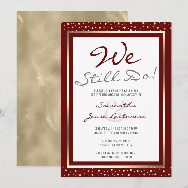 Wedding Anniversary We Still Do Elegant Gold Invit Invitation (Front/Back)