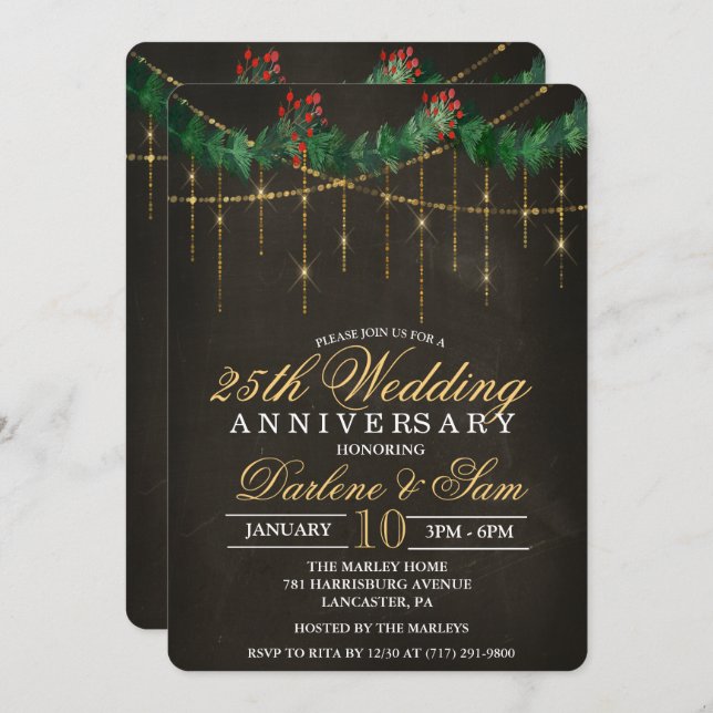Wedding Anniversary Winter Party Invitation (Front/Back)