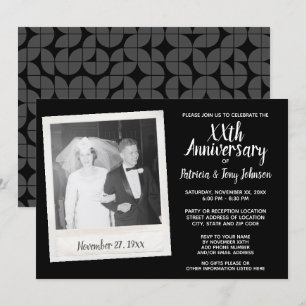 Wedding Anniversary with Vintage Photo - black Invitation