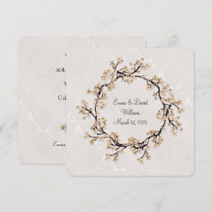 Wedding Anniversary Wreath on Damask Invitation