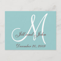 Wedding Announcement Postcard Robin Egg Blue Brown