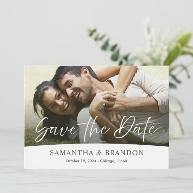 Wedding Announcement Save the Date card with Photo (Standing Front)