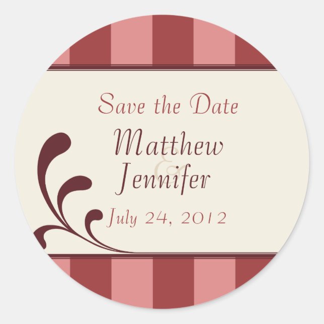 Wedding Announcement Save the Date Sticker (Front)