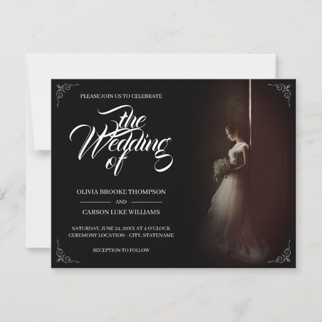 Wedding announcement with standing bride - Classic (Front)