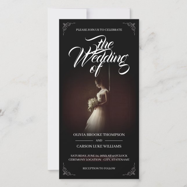 Wedding announcement with standing bride - Classic (Front)
