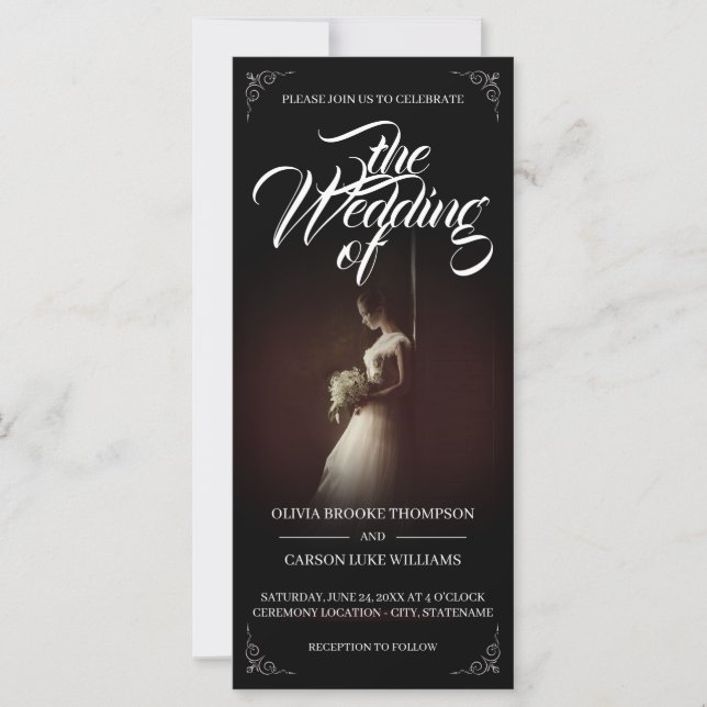 Wedding announcement with standing bride - Classic (Front)