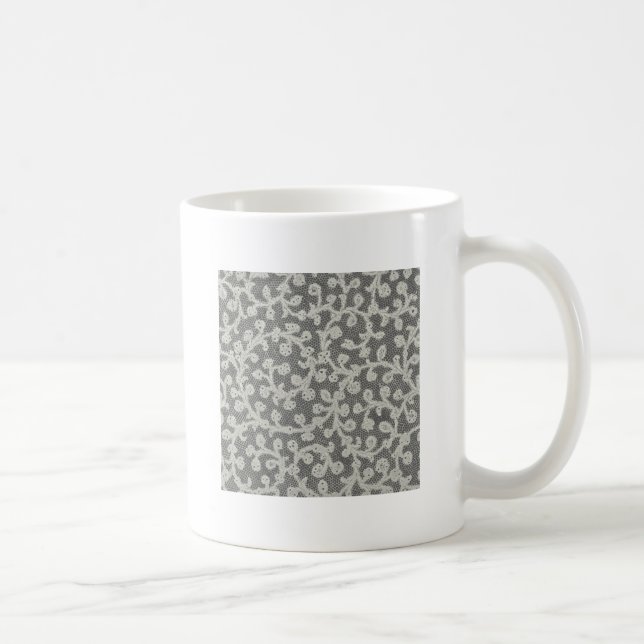Wedding Antique Lace Linen White Classic Pretty Coffee Mug (Right)