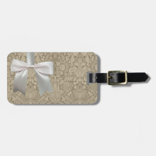 Wedding Antique Lace Linen White Classic Pretty Luggage Tag