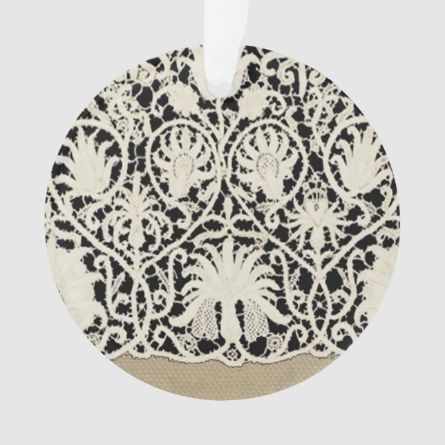 Wedding Antique Lace Linen White Classic Pretty Ornament (Front)